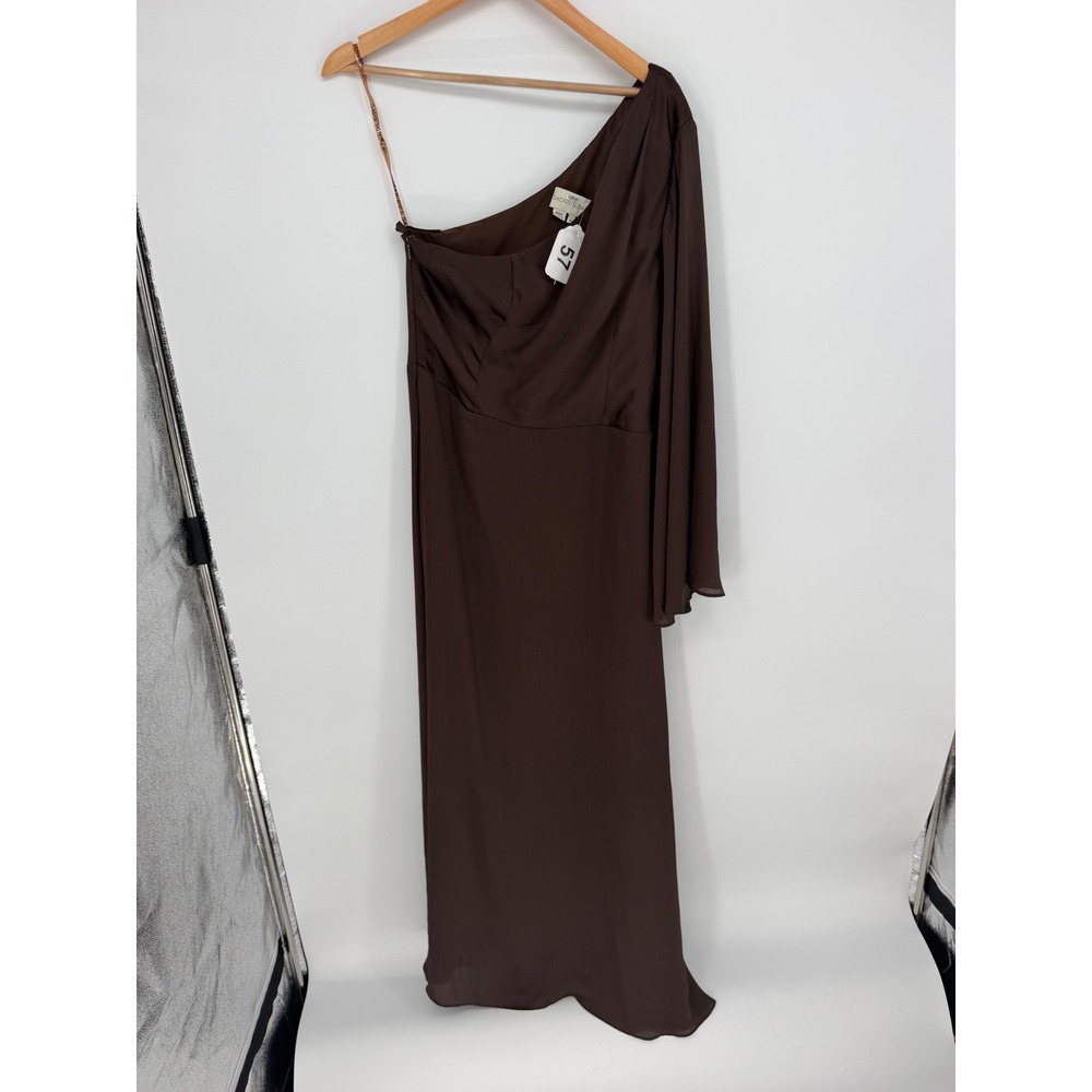 Sachin & Babi One Shoulder Gown 8 Brown‎ Single Sleeve Formal Quiet Luxury Chic